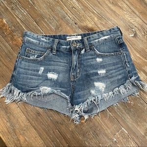 Free people distressed jean shorts size 25